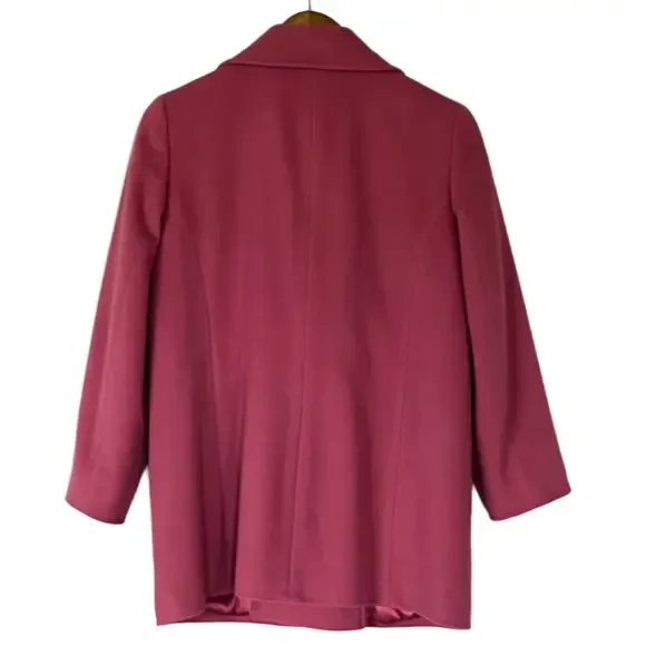 LL Bean Pink Wool Pea Coat Nautical Anchor Buttons Preppy Jacket Size 6 - Picture 9 of 16